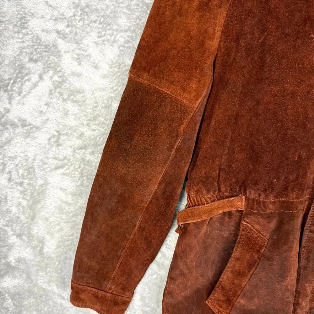 Vtg 80s Windsor Leatherwear Jacket Mens 40 Brown Suede Leather Full Zip Western